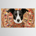 Klimt Dog Art Painting with Colorful Geometric Patterns Tablecloth Gallery Image 2