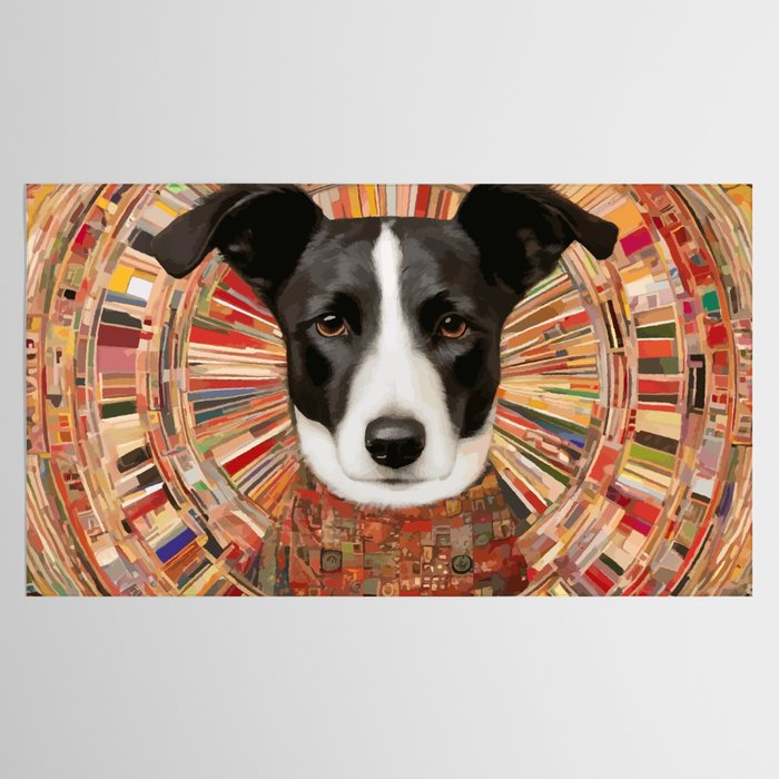 Klimt Dog Art Painting with Colorful Geometric Patterns Tablecloth Gallery Image 2