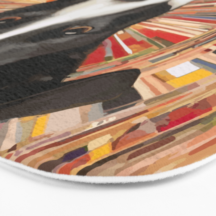 Klimt Dog Art Painting with Colorful Geometric Patterns Bath Mat Gallery Image 3