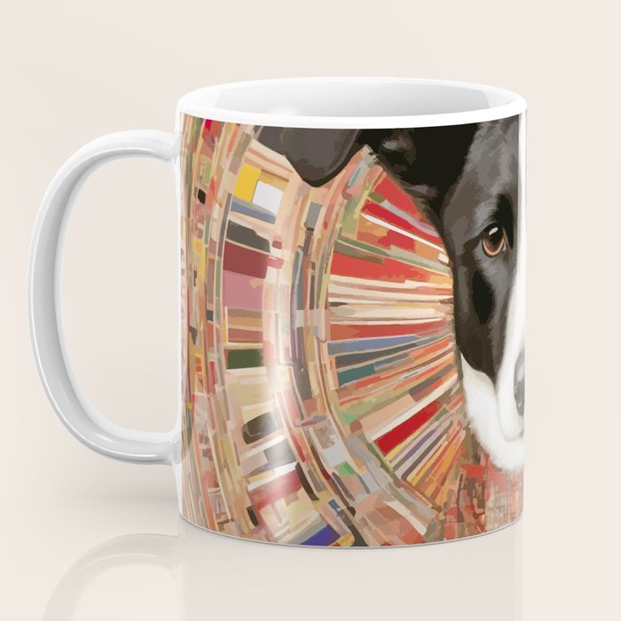 Klimt Dog Art Painting with Colorful Geometric Patterns Coffee Mug Gallery Image 3