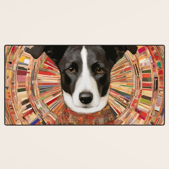 Klimt Dog Art Painting with Colorful Geometric Patterns Desk Mat Gallery Image 3