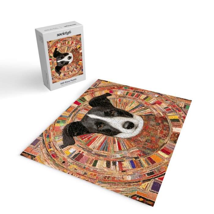 Klimt Dog Art Painting with Colorful Geometric Patterns Jigsaw Puzzle Gallery Image 2