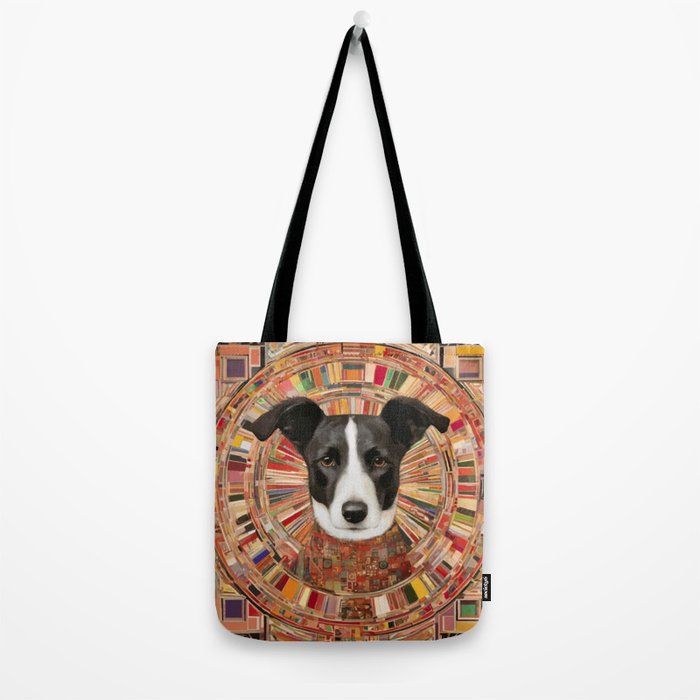 Klimt Dog Art Painting with Colorful Geometric Patterns Tote Bag Gallery Image 2