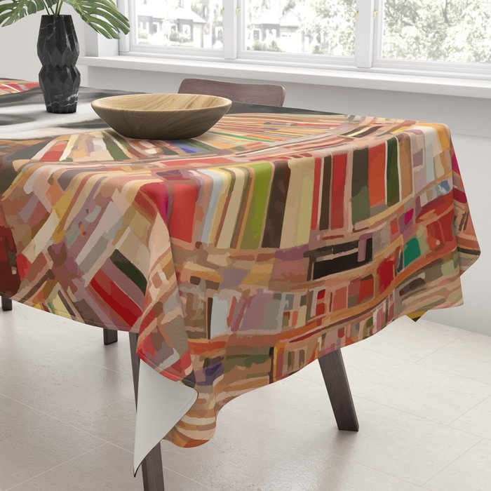 Klimt Dog Art Painting with Colorful Geometric Patterns Tablecloth Gallery Image 3