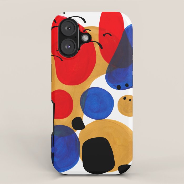 Modern Mid Century Fun Colorful Abstract Minimalist Painting Shapes & Patterns Primary Colors iPhone Case Gallery Image 1