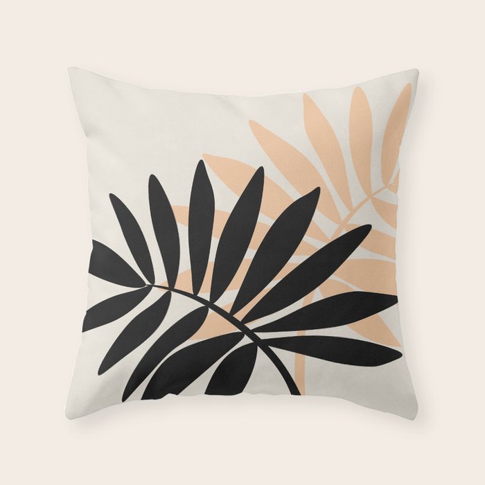 Still Life with Vase and Tropical Leaves Throw Pillow Gallery Image 6