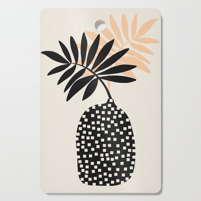 Still Life with Vase and Tropical Leaves Cutting Board Gallery Image 1