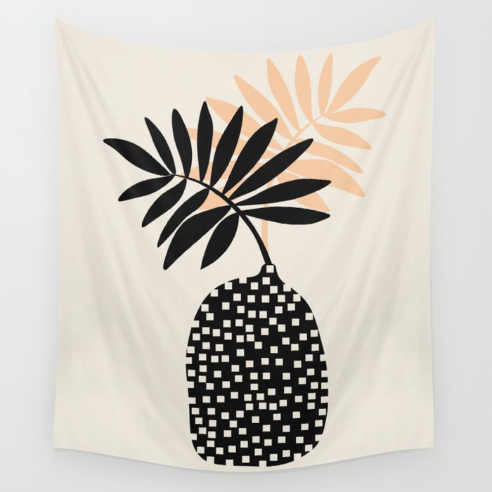 Still Life with Vase and Tropical Leaves Wall Tapestry Gallery Image 4