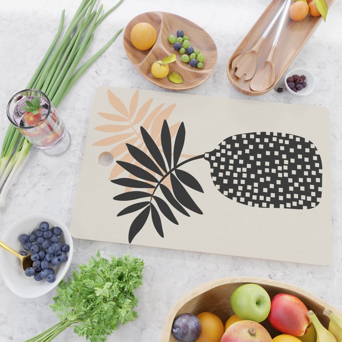 Still Life with Vase and Tropical Leaves Cutting Board Gallery Image 2