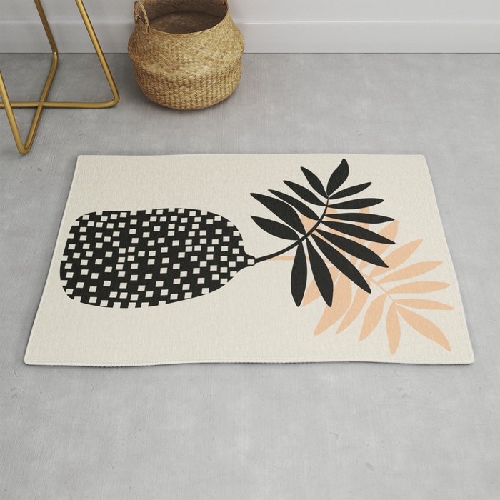 Still Life with Vase and Tropical Leaves Rug Gallery Image 1