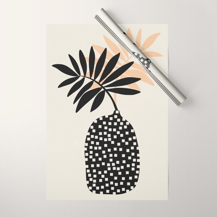 Still Life with Vase and Tropical Leaves Wrapping Paper Gallery Image 1