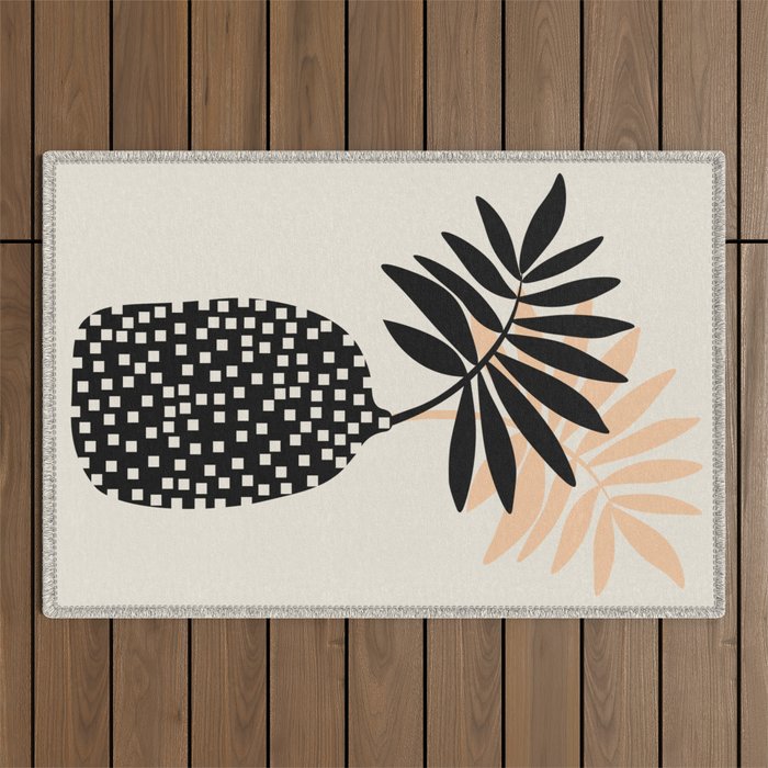 Still Life with Vase and Tropical Leaves Outdoor Rug Gallery Image 1