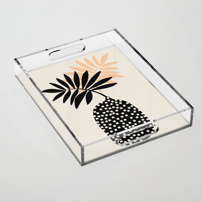 Still Life with Vase and Tropical Leaves Acrylic Tray Gallery Image 1