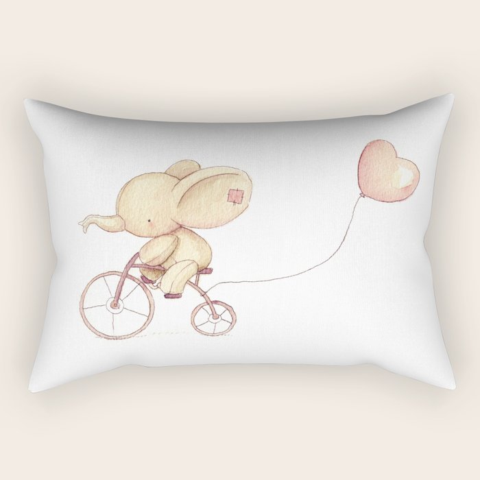 Elephant riding his bike Rectangular Pillow Gallery Image 1