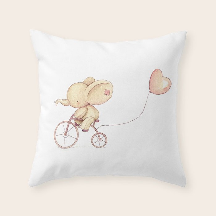 Elephant riding his bike Throw Pillow Gallery Image 6