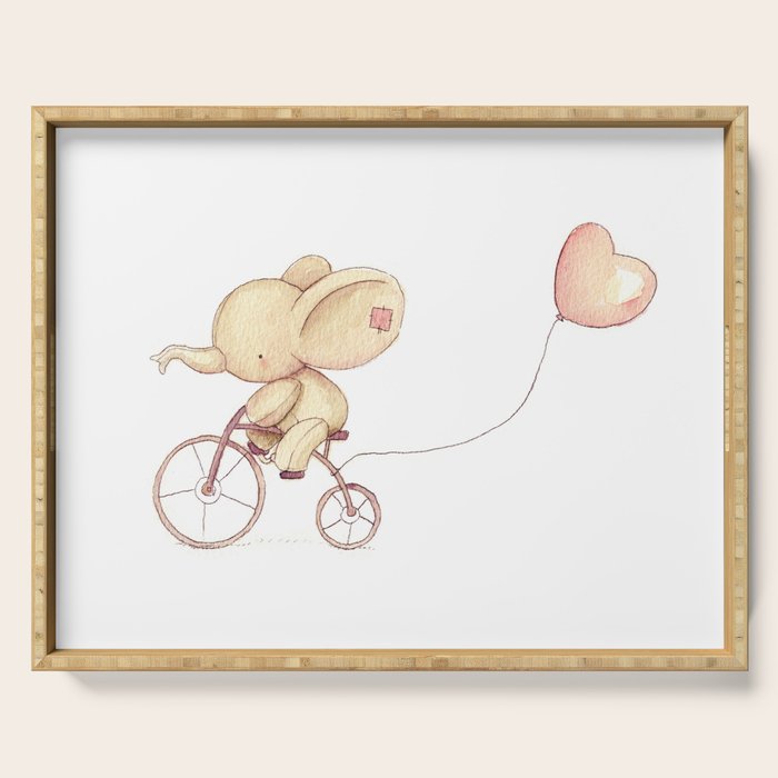 Elephant riding his bike Serving Tray Gallery Image 1