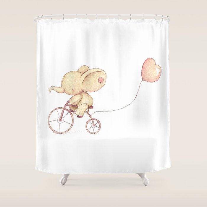 Elephant riding his bike Shower Curtain Gallery Image 1