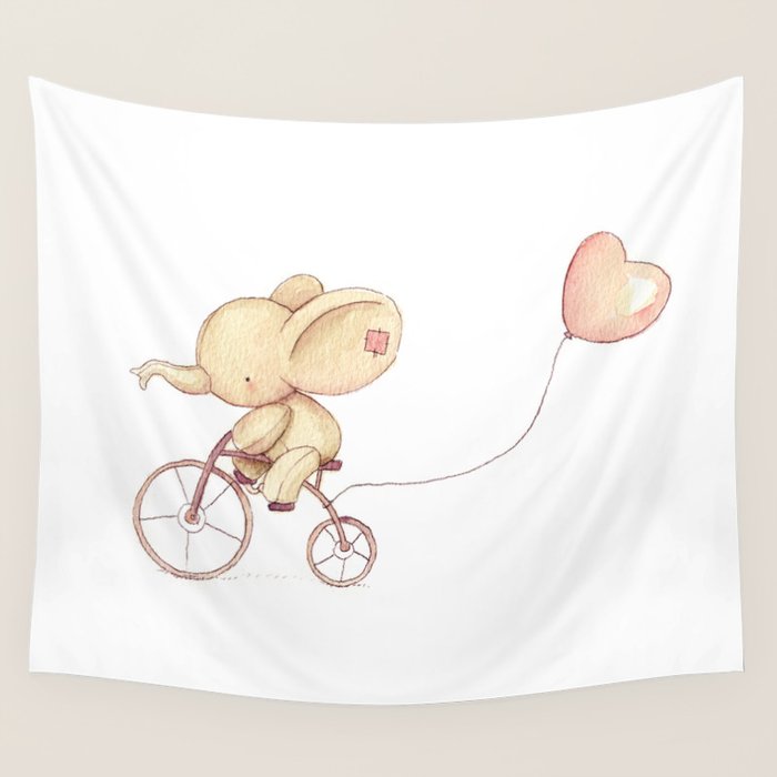 Elephant riding his bike Wall Tapestry Gallery Image 1