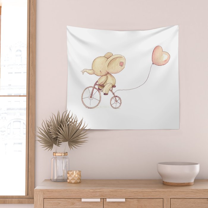 Elephant riding his bike Wall Tapestry Gallery Image 2