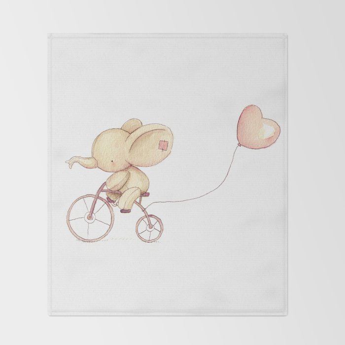 Elephant riding his bike Throw Blanket Gallery Image 2
