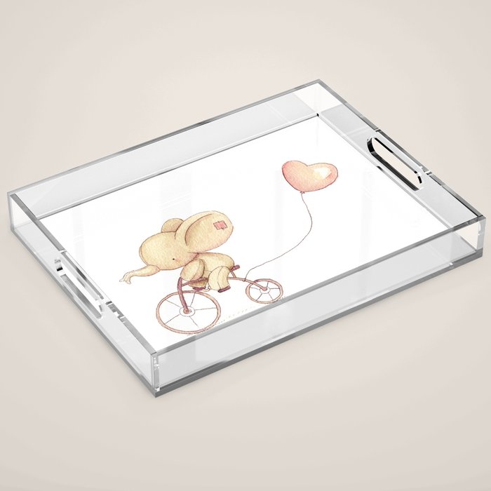 Elephant riding his bike Acrylic Tray Gallery Image 1