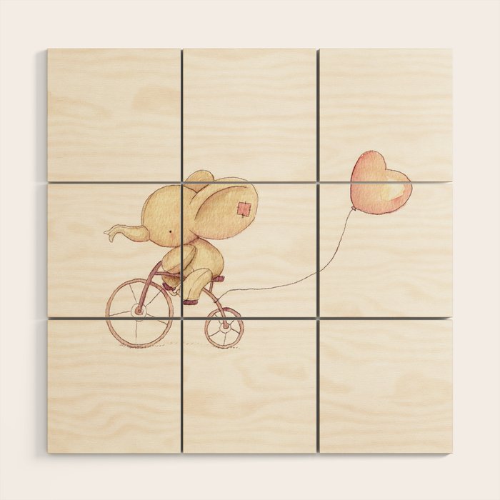 Elephant riding his bike Wood Wall Art Gallery Image 1