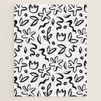 Black and white floral nature art doodle pattern Jigsaw Puzzle Gallery Image 1