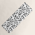 Black and white floral nature art doodle pattern Yoga Mat Gallery Image 1