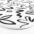 Black and white floral nature art doodle pattern Bath Mat Gallery Image 3