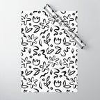 Black and white floral nature art doodle pattern Wrapping Paper Gallery Image 1