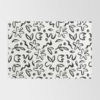 Black and white floral nature art doodle pattern Rug Gallery Image 2