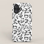 Black and white floral nature art doodle pattern iPhone Case Gallery Image 1