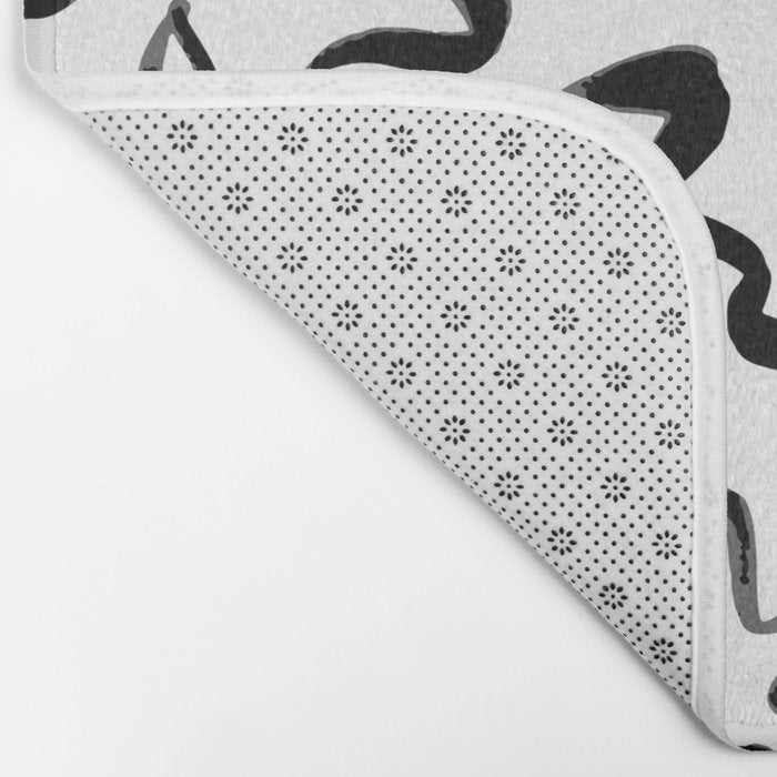 Black and white floral nature art doodle pattern Bath Mat Gallery Image 2
