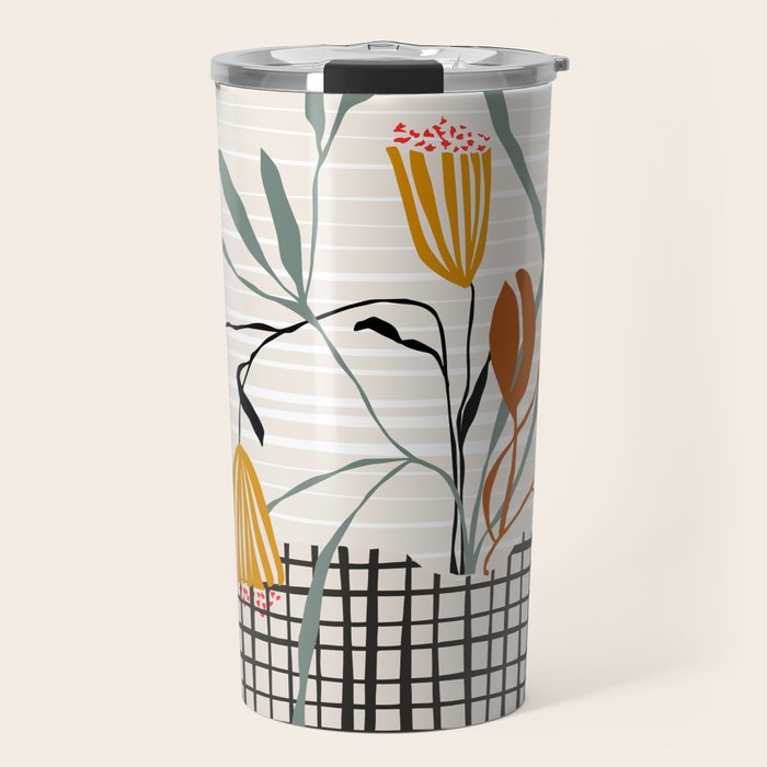 midcentury plant pot Travel Mug Gallery Image 1