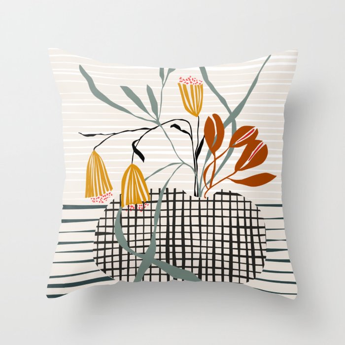 midcentury plant pot Throw Pillow Gallery Image 6