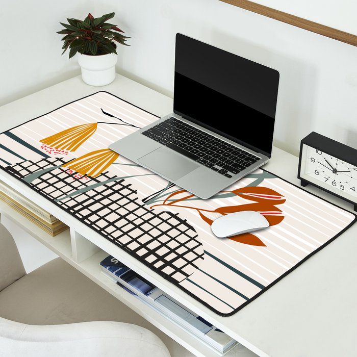 midcentury plant pot Desk Mat Gallery Image 2