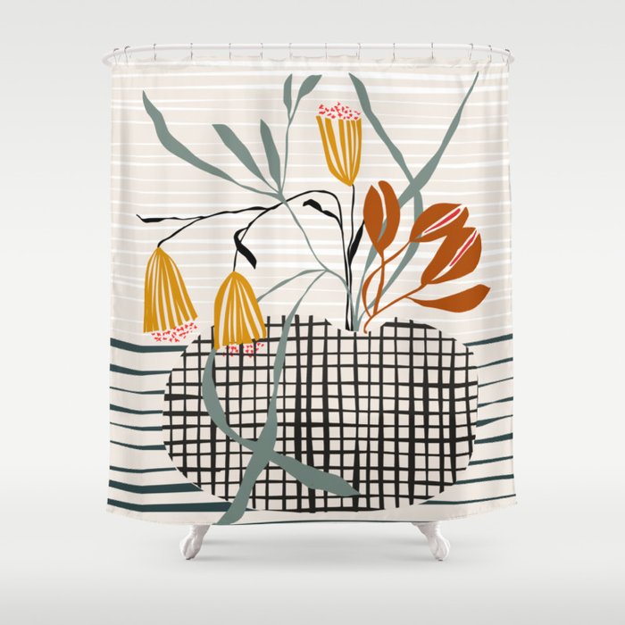 shower plant pots midcentury plant pot Shower Curtain – Society6