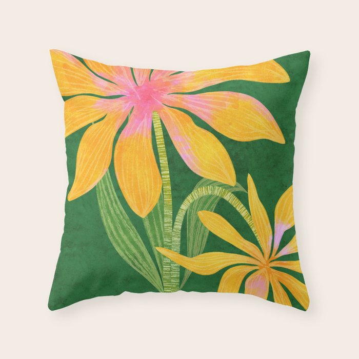Leopard Flowers Still Life Throw Pillow Gallery Image 1