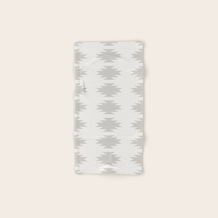 Geometric Southwestern Minimalism - White and Grey Bath Towel Gallery Image 1