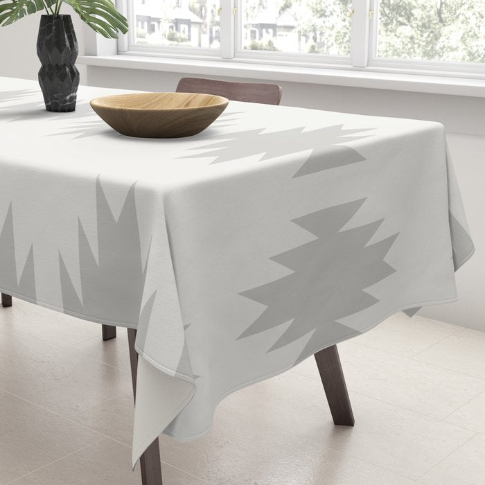 Geometric Southwestern Minimalism - White and Grey Tablecloth Gallery Image 3