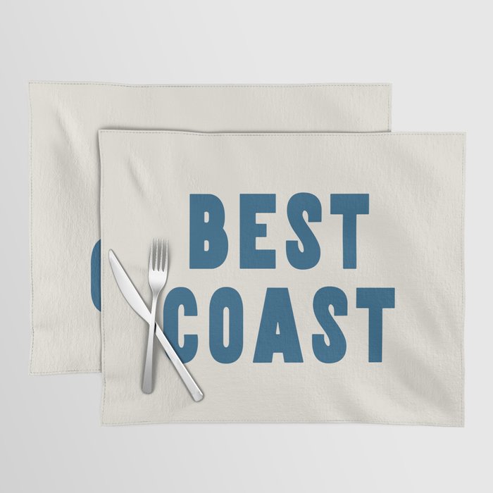Best Coast - Navy Blue and Beige Typography Placemat Gallery Image 1