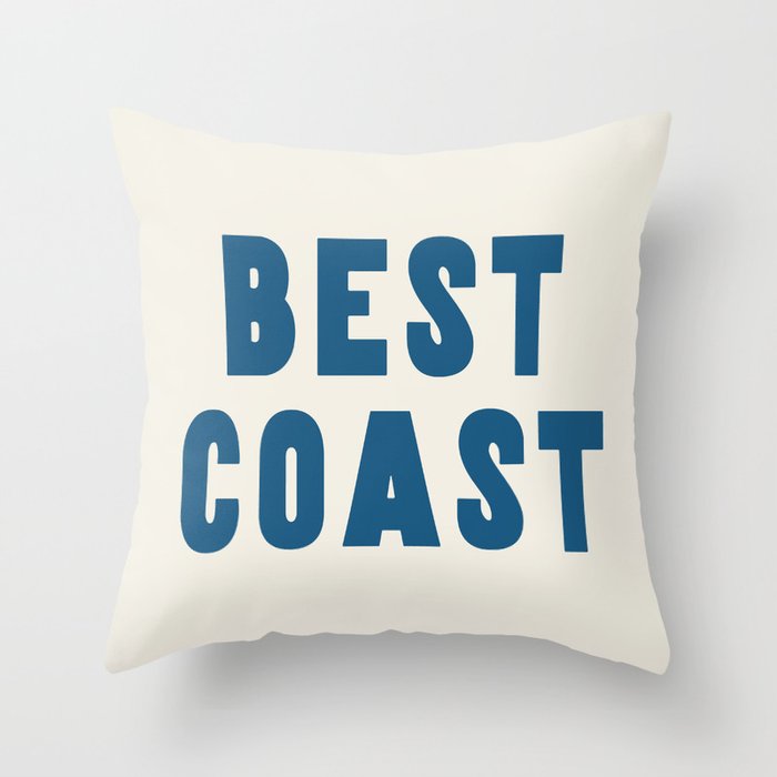 Best Coast - Navy Blue and Beige Typography Throw Pillow Gallery Image 6