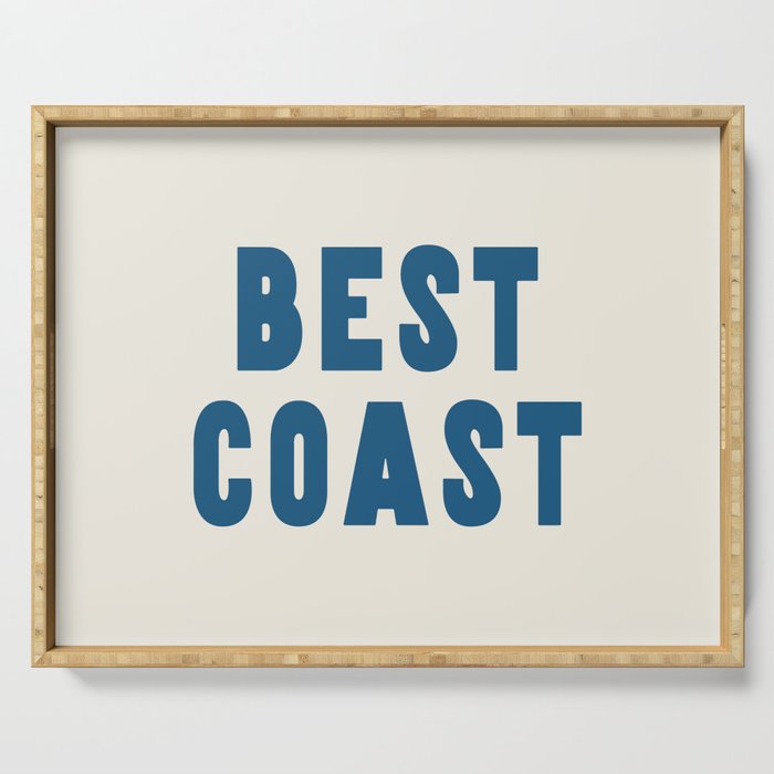 Best Coast - Navy Blue and Beige Typography Serving Tray Gallery Image 1