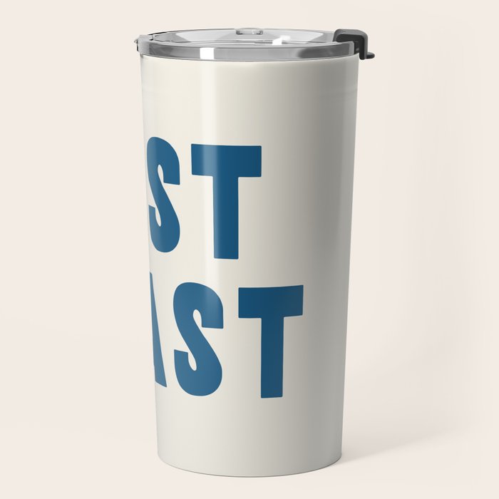 Best Coast - Navy Blue and Beige Typography Travel Mug Gallery Image 2