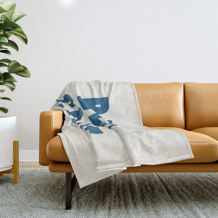 Best Coast - Navy Blue and Beige Typography Throw Blanket Gallery Image 1