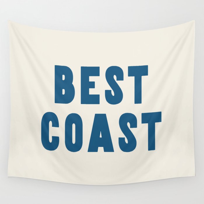 Best Coast - Navy Blue and Beige Typography Wall Tapestry Gallery Image 4