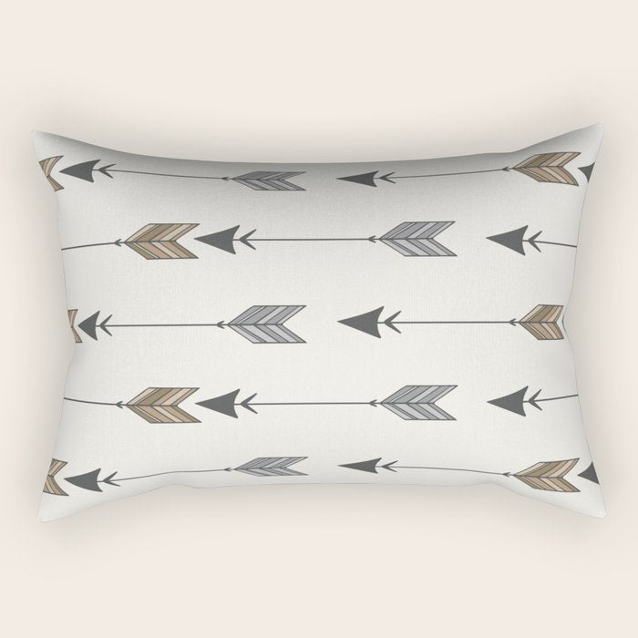 Vertical Arrow Patterns - Cream and Neutral Earth Tones Rectangular Pillow Gallery Image 1