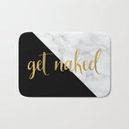 Get Naked, Bathroom Art, Meme, Black and White Marble Bath Mat Gallery Image 1