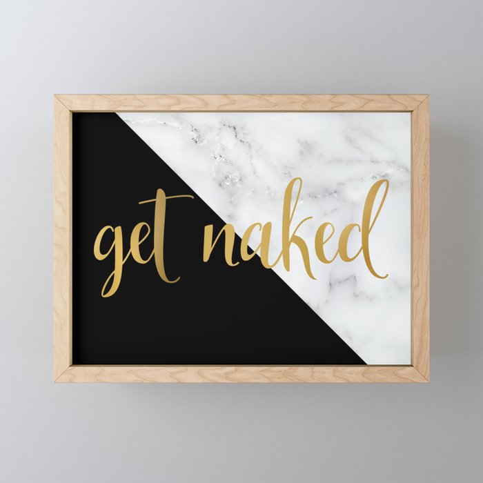 Get Naked, Bathroom Art, Meme, Black and White Marble Mini Art Print Gallery Image 1