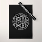 Flower of life on black Wrapping Paper Gallery Image 1